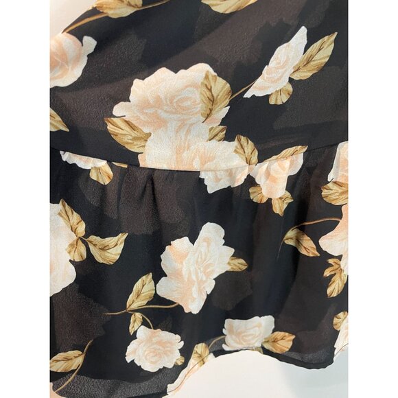 Torrid Women's Floral Peplum Tank Top - Black & Peach Roses Size 3 - Picture 8 of 9